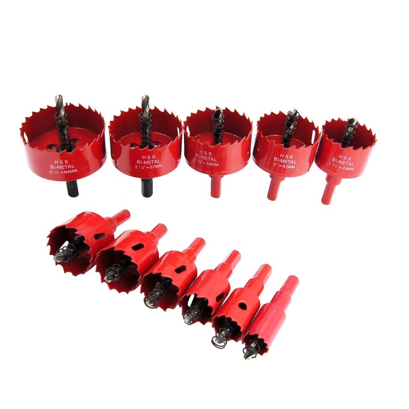 Laiwei Hole Saw Kit, 11 Pcs 3/4" to 2-1/2" General Purpose Hole Saw Drill Bits, HSS Hole Cutter with Arbor for Wood, Plastic, Drywall,Size(19,22,25,28,35,38,44,51,54,57,64) - Image 1